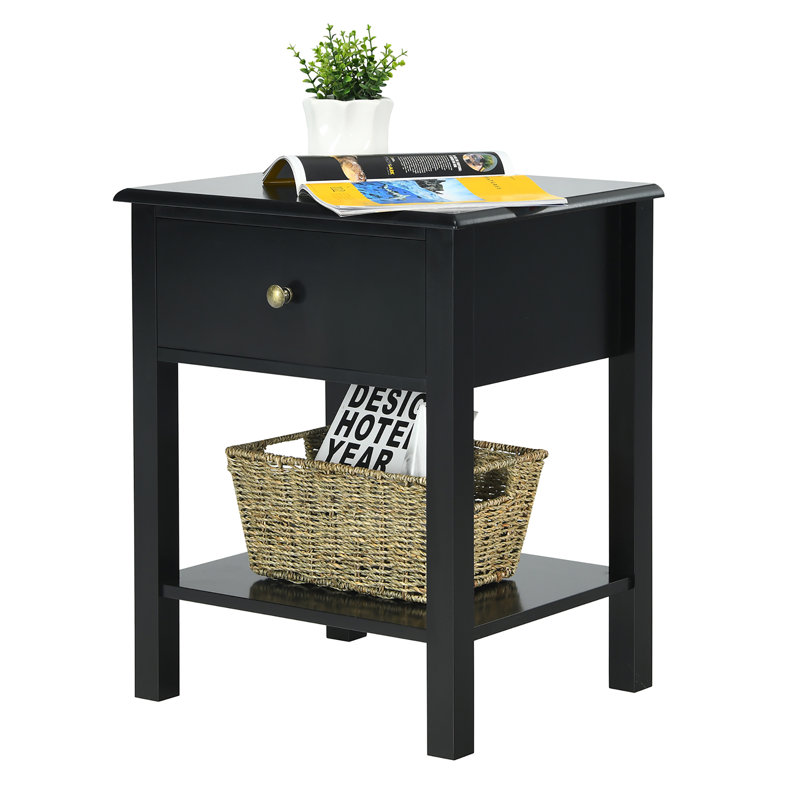 Table de chevet 1 tiroir Ankeny, Noir, Ensemble de 1