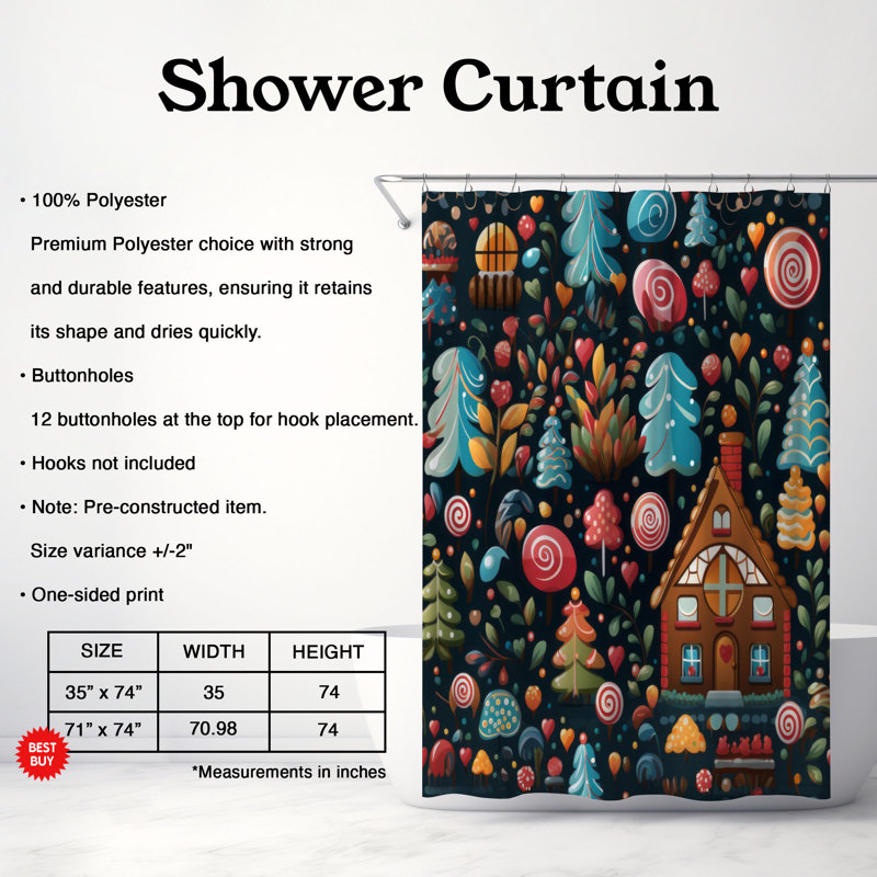 Rideau de douche Candy Cottage - Premium, H 74 po x l 71 po