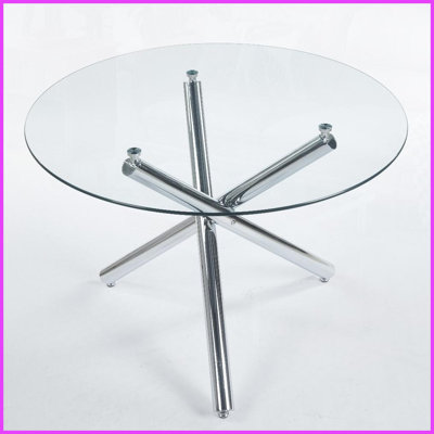 Table basse chromée peu encombrante avec plateau en verre Pieds en métal - faciles à nettoyer et amp; Conception stable