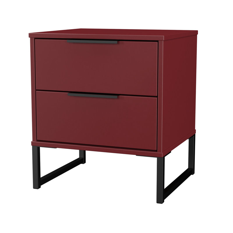 Peacham 45cm W Manufactured Wood Bedside Table, Red
