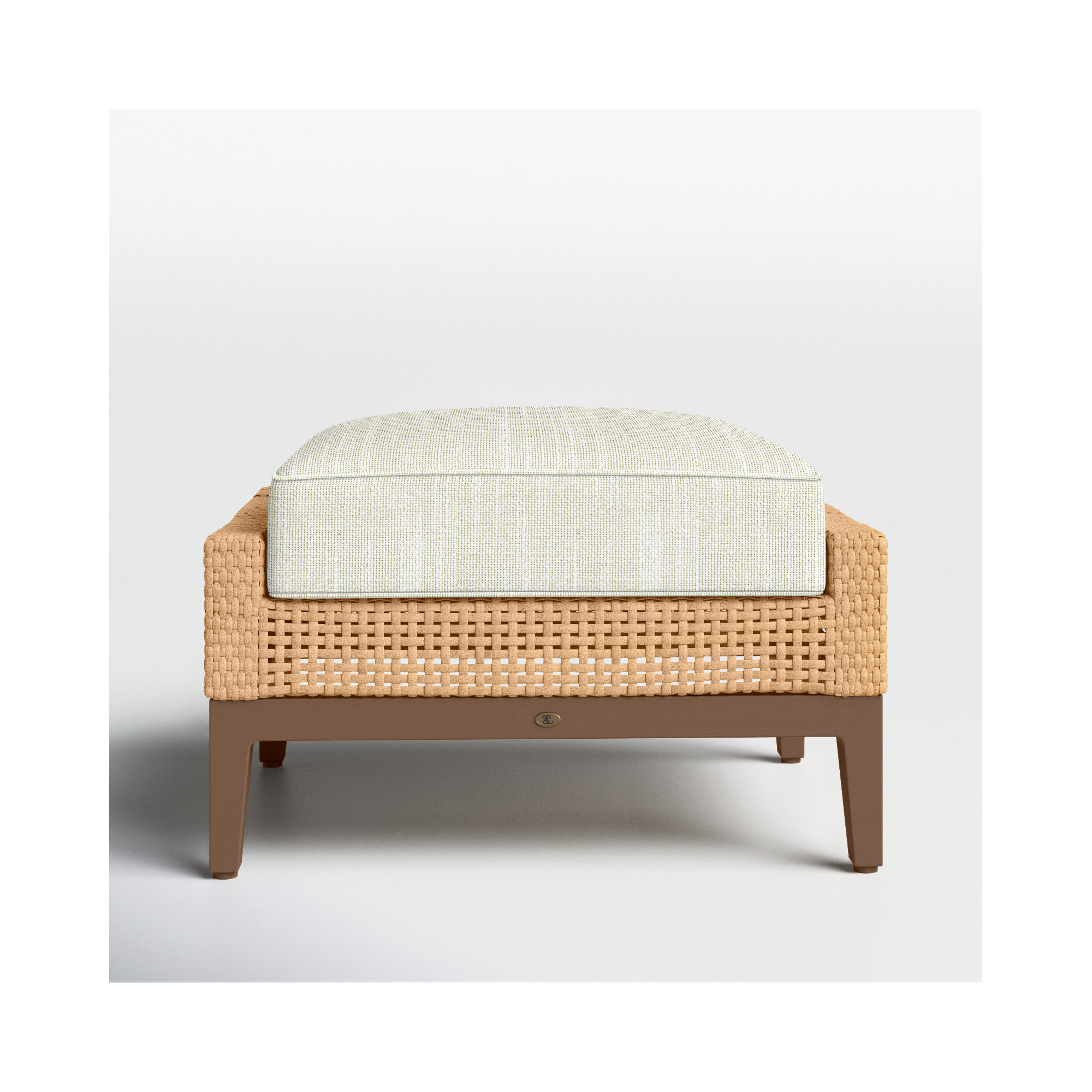 Peninsula Wicker Outdoor Woven Ottoman, Peninsula #37 Light Raffia/Natural, Welt + Standard fill