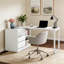 Bureau d'ordinateur en L, bureau d'angle réversible avec armoire à tiroirs