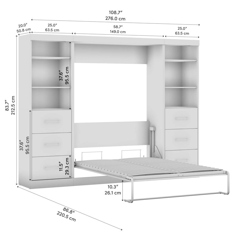 Arthor Metal Murphy Bed, Bark Gray