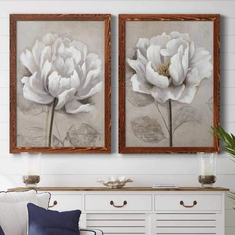 "Soft White I", ensemble de 2 reproductions d'art, H 44 po x l 31 po, Toile avec cadre photo sans passe-partout, Érable