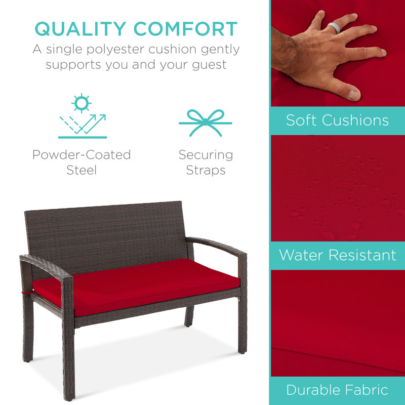 Nethra Steel Outdoor Bench, Brown, Red
