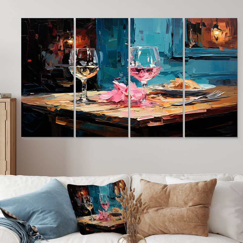 Doux prune douce ombres de Syrah - vin, art mural 4 pièces, H 32 po x l 64 po