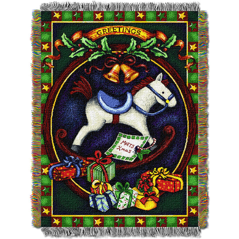 Jeté Holiday Hobby Horse, décor saisonnier festif, 48 po x 60 po