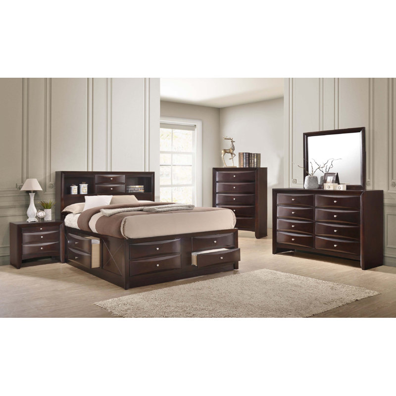 1Pc Contemporary 5 Drawer Chest Brown Finish Wood Wooden Bedroom Furniture, Brown