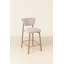 Set Of 2 Upholstered Counter Height Stools With Wood-look Metal Frame, Rolled Backrest, Woven Fabric-386462212