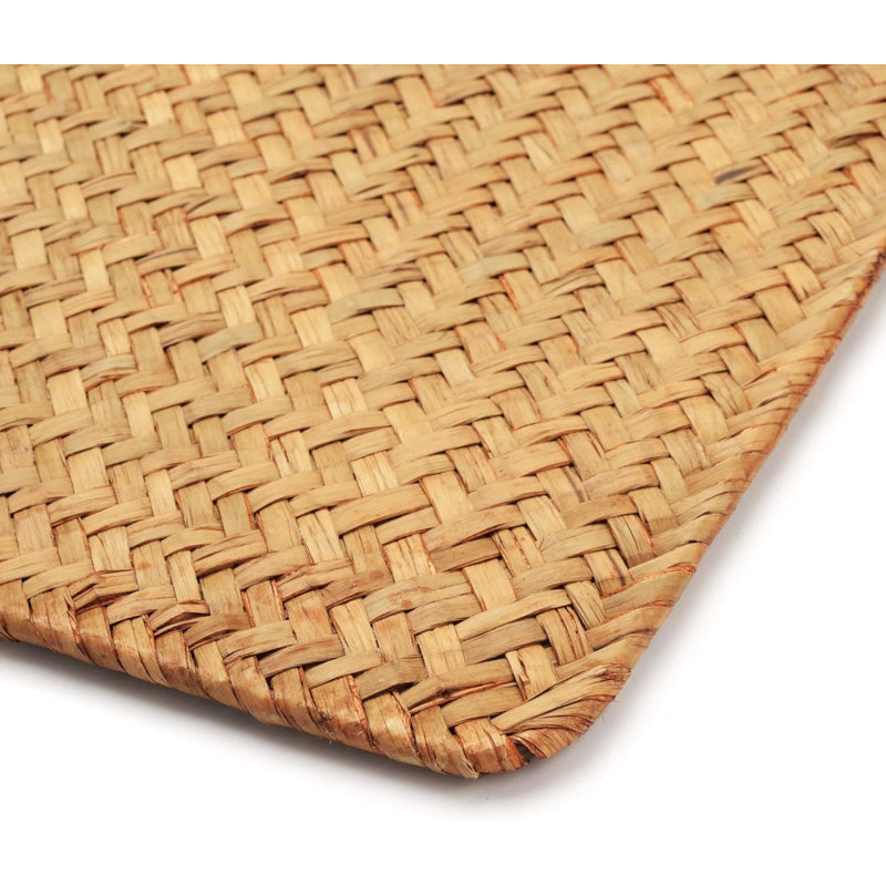 4 Pack Rectangular Rattan Wicker Placemats, Hand Woven Natural Seagrass Table Mats Rustic Farmhouse Dining Table Accessories