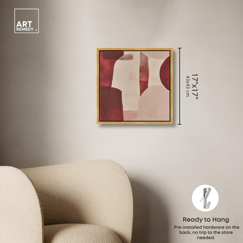 «Scarlet Beacons Canvas Boho» par Art Remedy, Cadre flottant doré, H 17 po x l 17 po x P 1,8 po