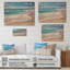 «Oceanic Beach Harmony» - art mural en bois côtier sur bois de pin naturel-101406254