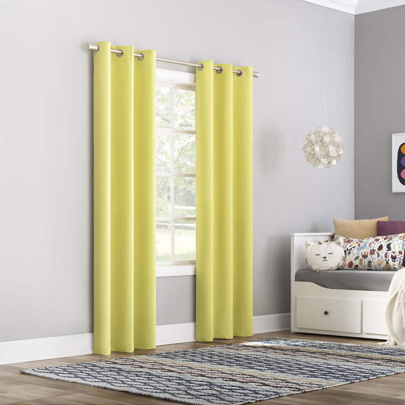 Blackout Grommet Curtain Panel - Basics by Wayfair™, 40" W x 63" L, Lemon Yellow