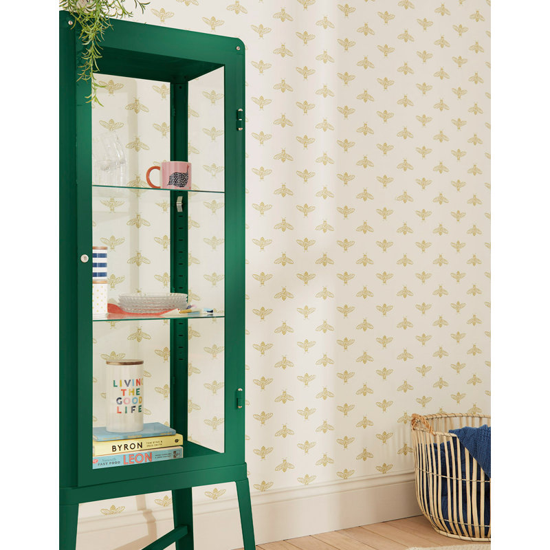 Joules Block Print Bee Wallpaper, Gold