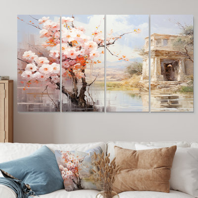 «Springtime Roman Empire Landscape II - Italy», art mural 4 pièces