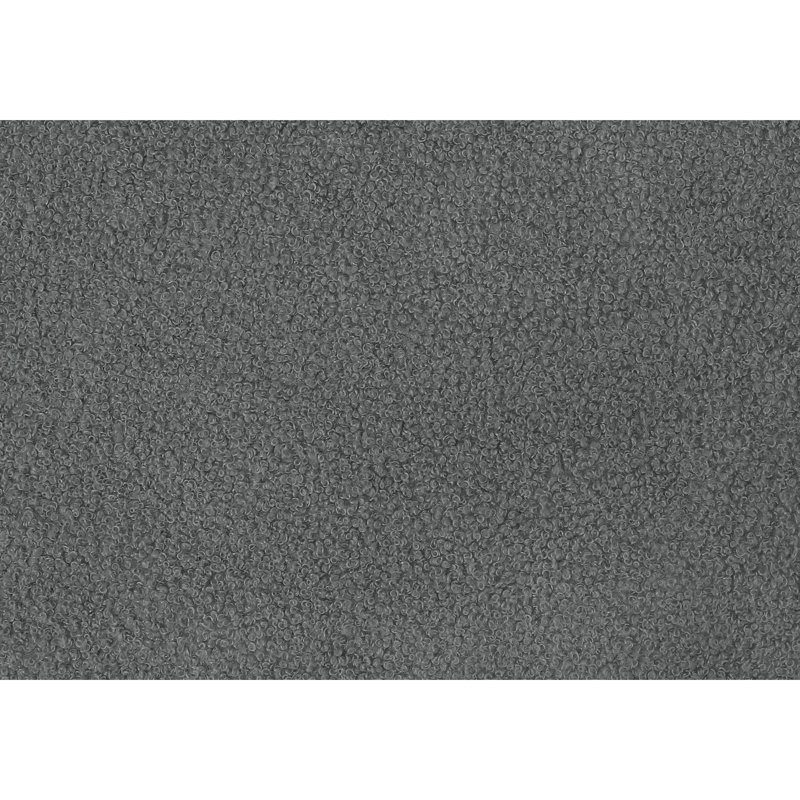 Structure de lit double pleine grandeur avec tissu bouclé gris foncé, décoration de chambre à coucher transitionnelle, structure et cadre en bois massif, rembourrage épais à profil bas, caractéristique, confort de la tête de lit à bouton