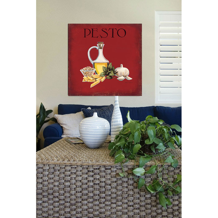 « pesto », impression sur toile, H 18 po x l 18 po x P 1,5 po, Toile avec cadre noir, Pas de tapis