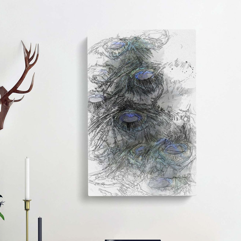 The Feathers Of A Peacock In Abstract - Wrapped Canvas Print, 50cm H x 35cm W x 3cm D