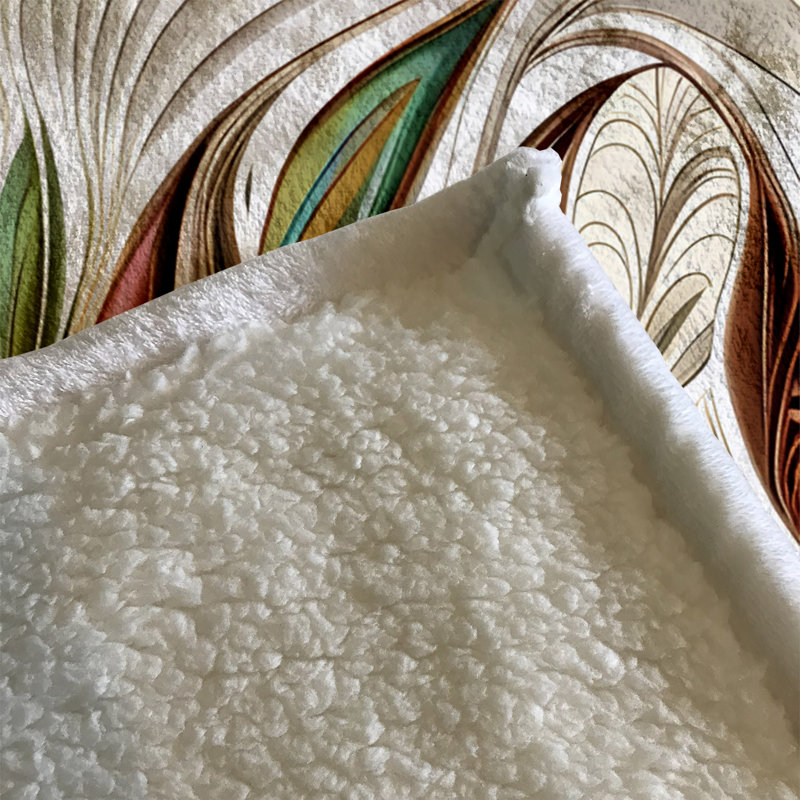 Throw Blanket, 51" W x 60" L, Floral/Abstract, Tan/Orange/Green