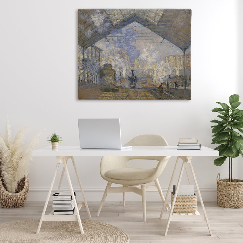 Art mural classique sur toile Station de Monet Saint-Lazare par one1000paintings, H 36 po x l 48 po