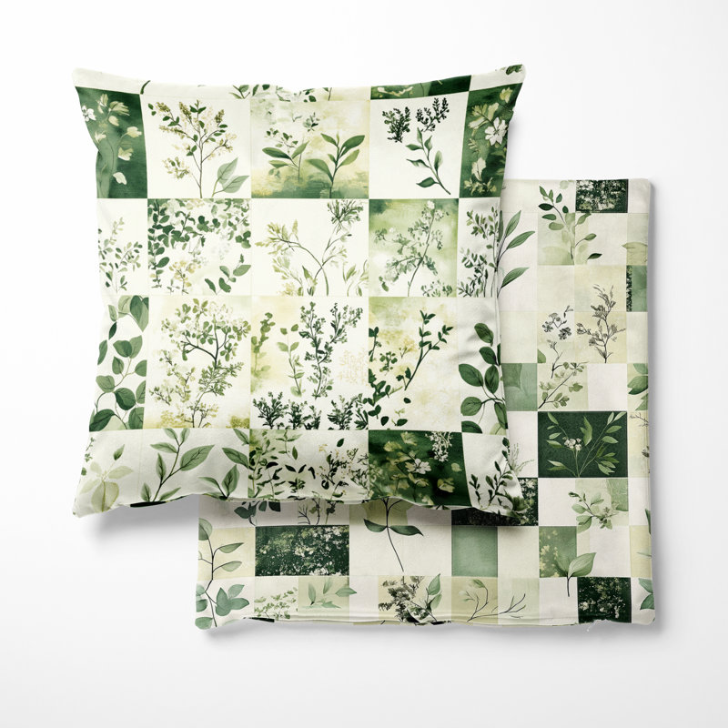 Country Farmhouse Throw Cushion - Meadows Quilt Patchwork Decorative Cushion, H 20 po x l 20 po