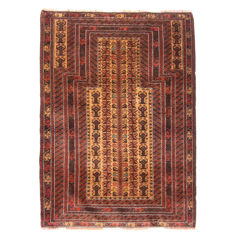Tapis brun Teimani 2 pi 11 po x 4 pi 0 po