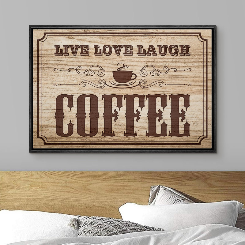 «Rustic Wooden Coffee Wall Decor - 'Live Love Laugh» Motif Modern Art »sur, Noir, H 24 po x l 36 po