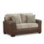 Sofa deux places en similicuir avec coussins en peau de mouton bouclée et coussins décoratifs