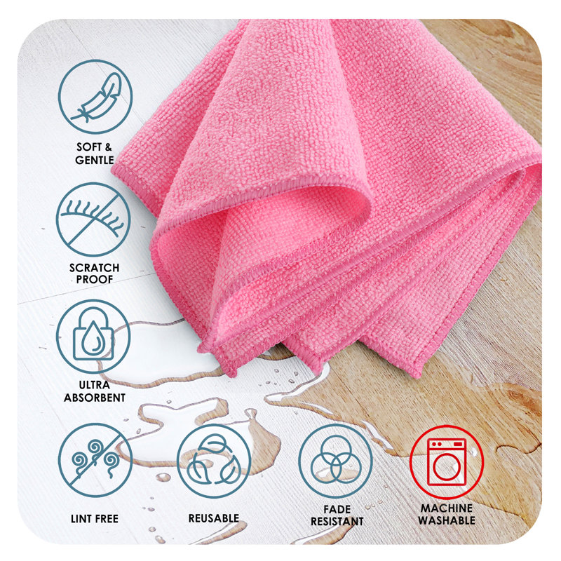 Microfiber Cleaning Cloths, Pink