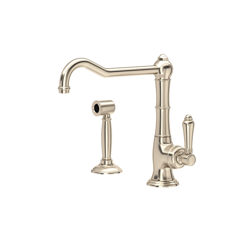 Cinquanta™ Extended Spout Kitchen Faucet with Side Spray, Satin Nickel