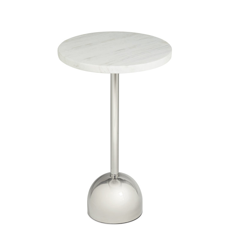 Arthur Marble End Table, Polished Nickel