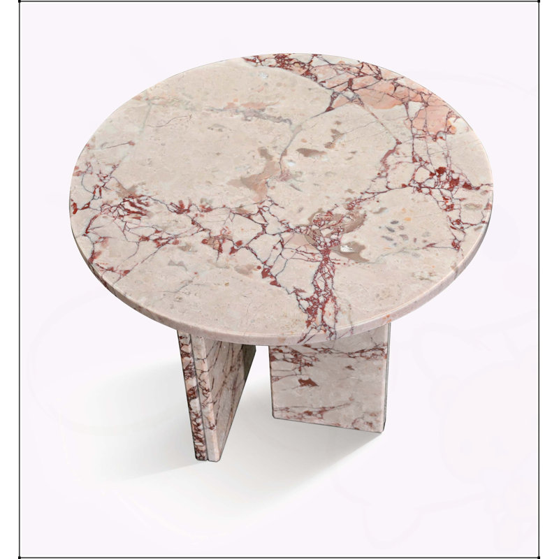Table basse en marbre, petit accent de salon avec pierre véritable, Rose