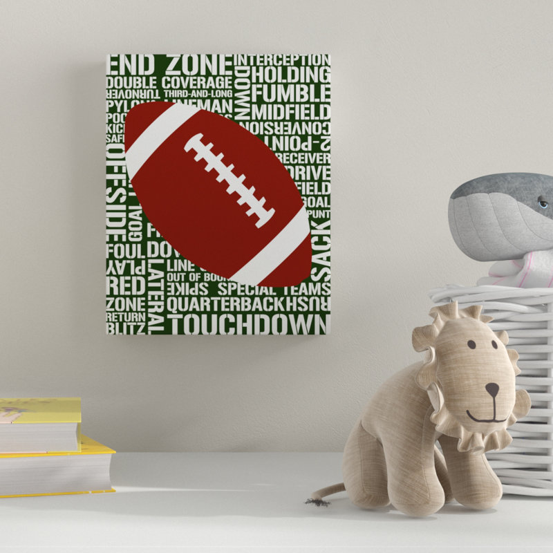 «Football Typographie Designs», impression, H 10 po x l 8 po x P 1,5 po, Sans mat, Toile tendue