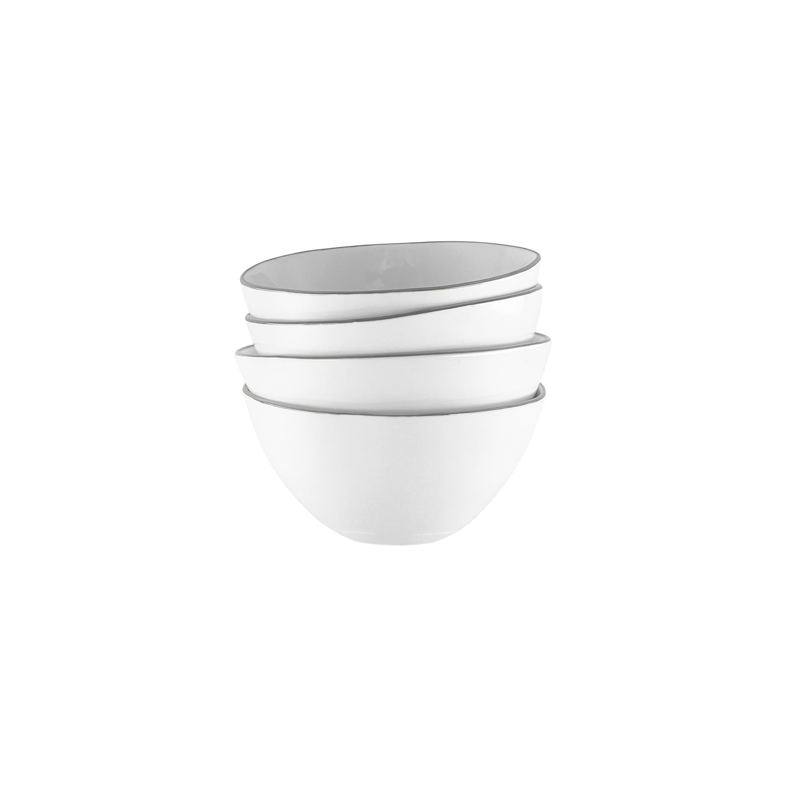 Canvas Home Abbesses Colored Rim Porcelain Dessert Bowl 10oz, Gray