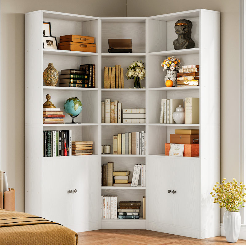 7 Tier 71" H Corner Bookshelf,White