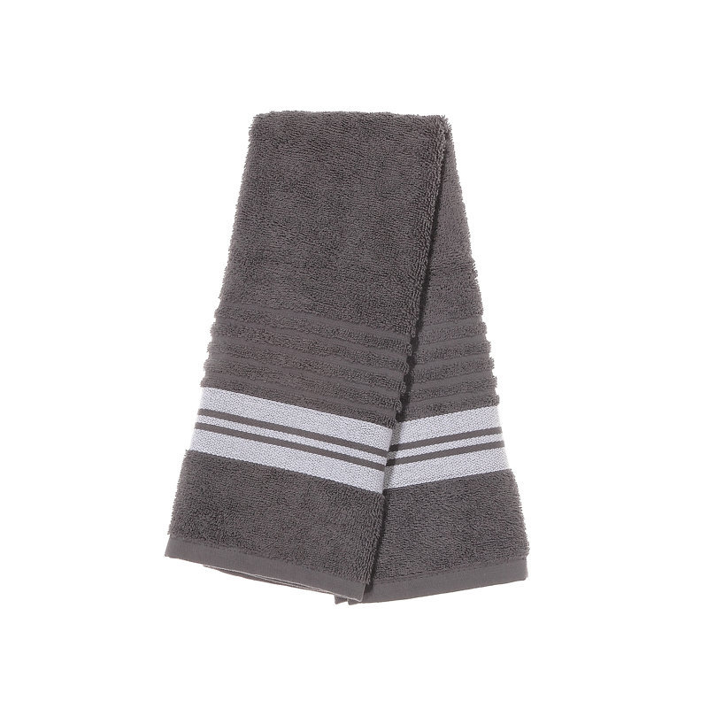 Cotton Blend Ribbed Hand Towel, Cool Gray