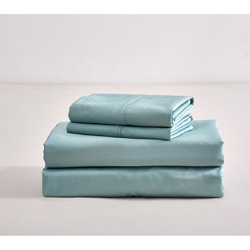 Ensemble de draps 100% coton 600 fils 600 fils, Ensemble de draps pour très grand lit avec 2 taie, Vert