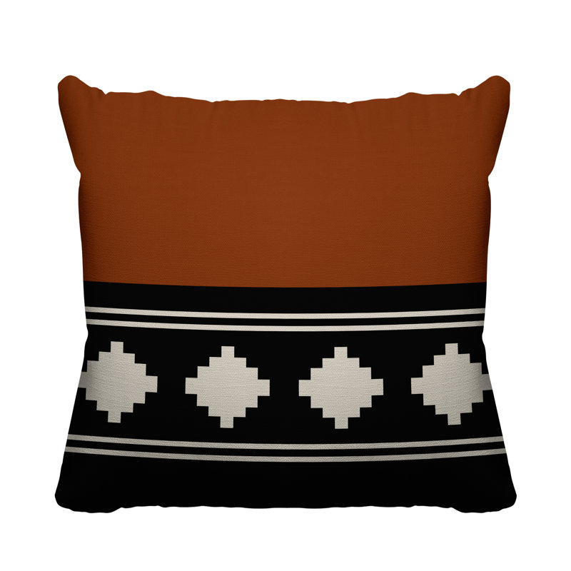 Coussin intérieur / extérieur Ector Southwestern, L 17 po x H 17 po, Orange brûlé