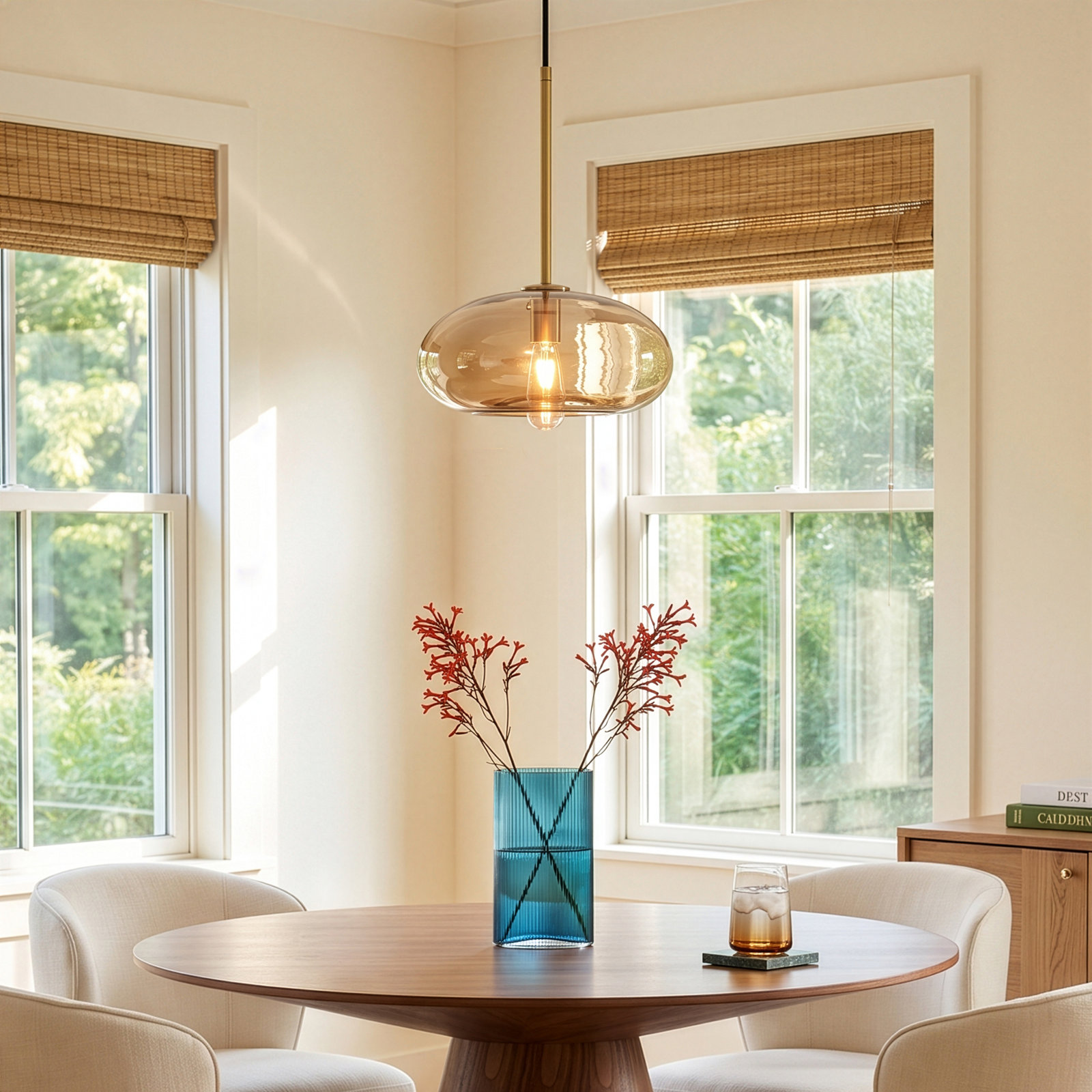 Eathen Single Light Glass Pendant, Amber