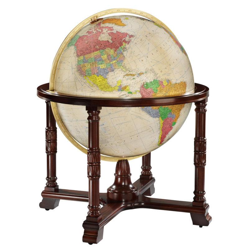 Globe terrestre illuminé bleu diplomate, Bronze métallique