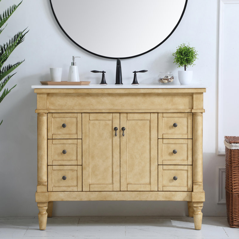 Ensemble de meuble-lavabo simple 42 po Lexington, Noyer, Veines blanches / brunes