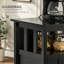 Modern Black Sideboard Cabinet, 2-Door Coffee Bar Buffet with Adjustable Shelves, Storage Cabinet for Kitchen & Living Room