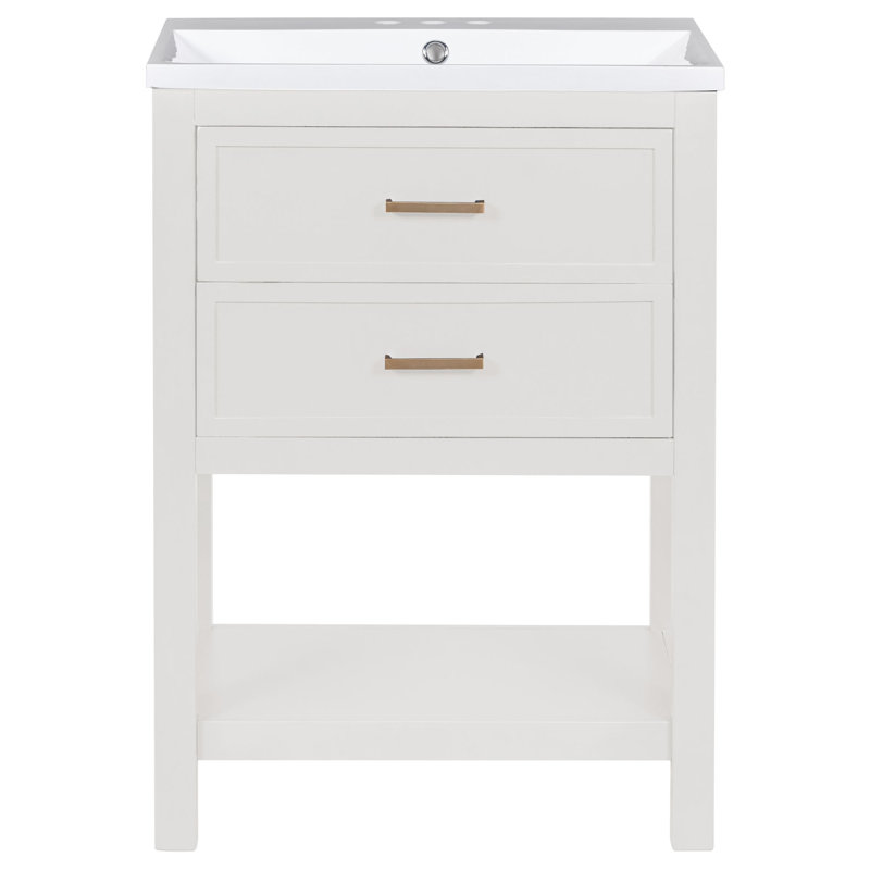 Meuble-lavabo moderne 24 po avec lavabo supérieur et armoire de rangement, Blanc