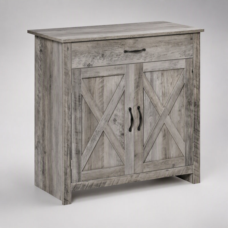 Buffet, armoire de cuisine style porte de grange, armoire d'appoint