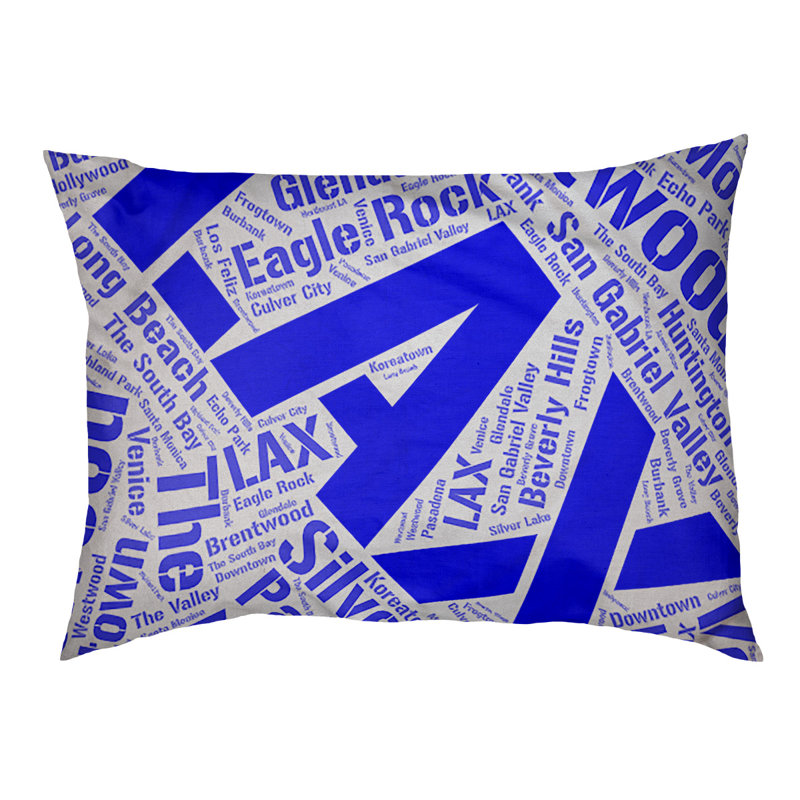 Coussin de chien « districts », Grand (l 40 po x P 30 po x H 14 po), Bleu, Los Angeles