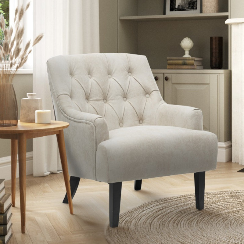 Haysville Upholstered Accent Chair, Cream