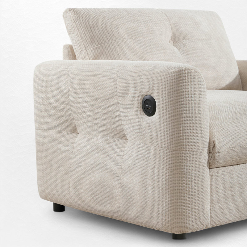 Fauteuil d'appoint rembourré de 42 po de largeur avec ports USB, Beige