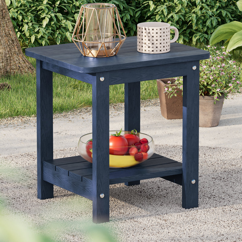 Outdoor Side Table HIPS Table for Patio, Garden, Lawn, Navy Blue