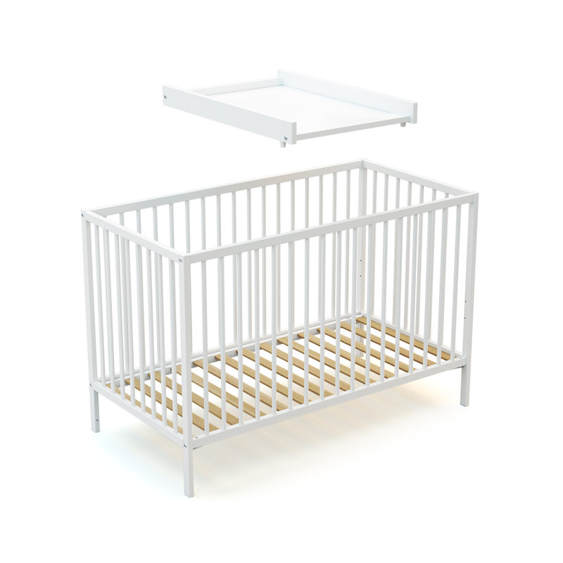  - Removable changing table for wooden baby bed MONA Beech Varnished 60 x 120 cm, White