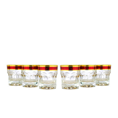 Art Decor A1048R, verres de 7 oz Provenza, gobelets DOF avec rebord or rouge, ensemble de 6